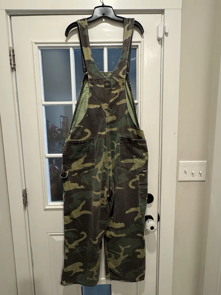 Vintage Liberty Overalls USA Made Woodland Green Camo Men’s 40x29 Double Knee - Image 2 of 4