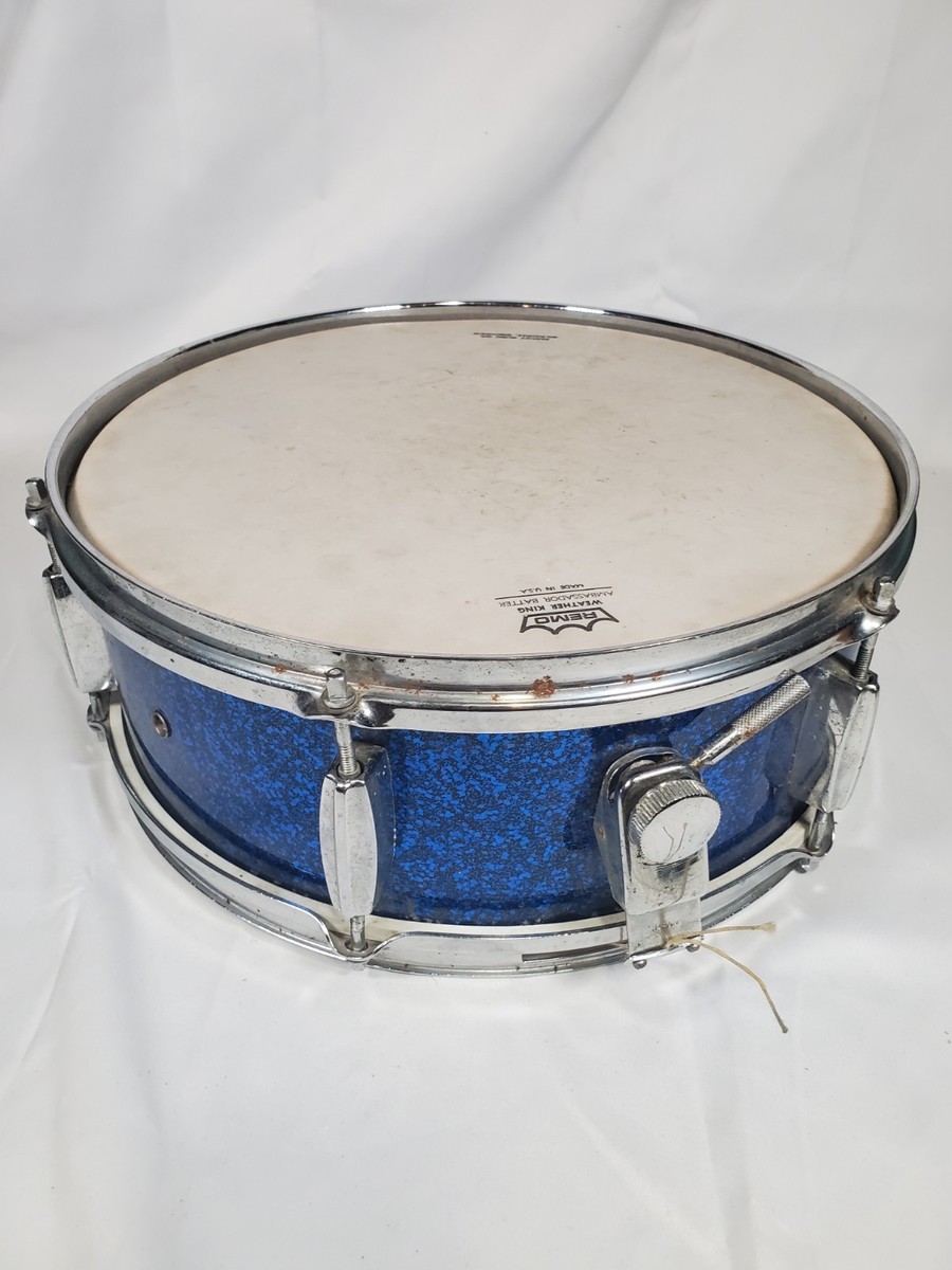 Vintage Remo Weather King Ambassador Batter Blue Sparkle Snare