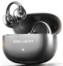King Lucky Next-gen Clip on Earbuds Open Ear Wireless Standard Size, Black