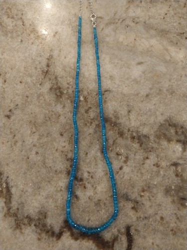 Collana di perle rondelle sfaccettate Malgache Neon Apatite 18"Rodo/Argento. 55,0 carati - Foto 14 di 21