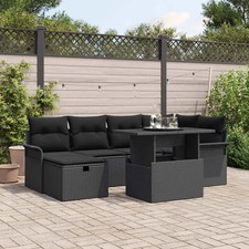 Gartensofa-set mit Kissen mit Speicher 7 pcs Poly-Rattan gartenmöbel vidaXL