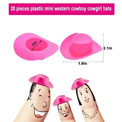 Mini sombrero de escritorio de plástico de 20 piezas de vaquero occidental vaquera pastel cupcakes Foto 3 de 4