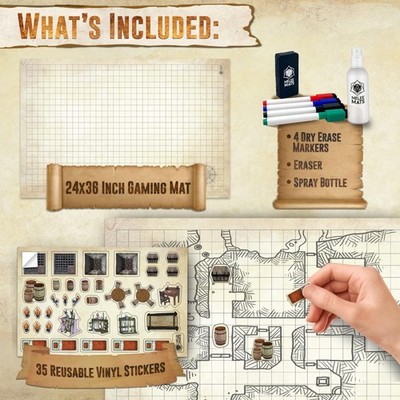 Melee Mats DND Map Starter Kit for Dungeons & Dragons Game - 24” x