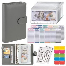 NICOOTHBudget Binder Cash Envelopes A6 Money Saving with Full Grey