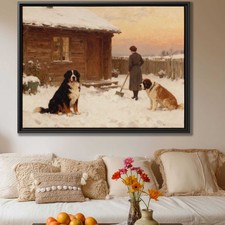 Oil Painting Dog Bernese Mountain Dog Canvas Wall Art Rustic Living Room Decor