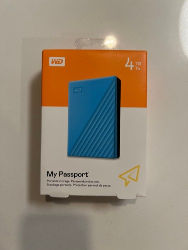 Disque dur portable Western Digital WD My Passport 4 To bleu USB - Neuf