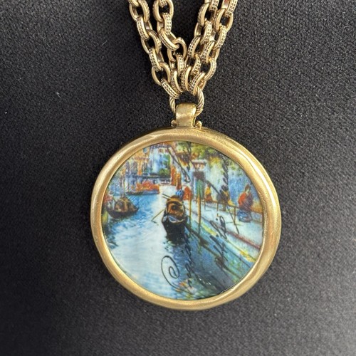 PATRICIA NASH Venice Postcard 30" Medallion Double Strand Chain Necklace - Picture 2 of 7