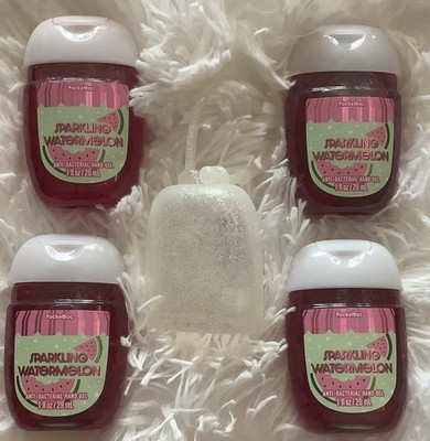 BATH & BODY WORKS HAND SANITIZER (4) SPARKLING WATERMELON W/ FREE HOLDER