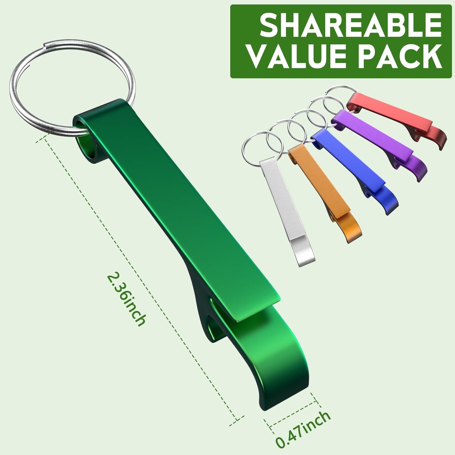 6 Pack Bottle Opener Keychain Set, Colorful Aluminum Alloy Beer Bottle Openers, 