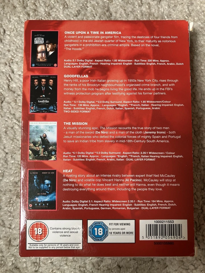 THE ROBERT DE NIRO COLLECTION 5 x DVD BOX SET COMPLETE SCORSESE LEONE A & I 1 AL - Image 2 of 4