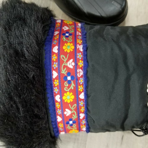 Stivali invernali Sorel neri e floreali foderati boho pelliccia sintetica donna taglia 7 Canada - Foto 8 di 9