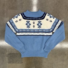 JCPenny Fir 100 Acrylic Blue Knit Sweater Size M 10-12 Kids Youth 60s Vintage
