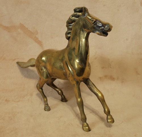Vintage ๐ Solid Brass 10" REARING HORSE Statue Stallion Mare Figure Figurine ๐ด - Picture 2 of 8