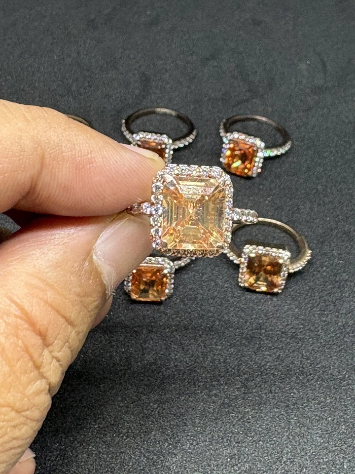 Menge 6 Bild Brown Simulierten Diamant Ring 14K Rose Vergoldet Mix Ring Größe - Bild 2 von 4