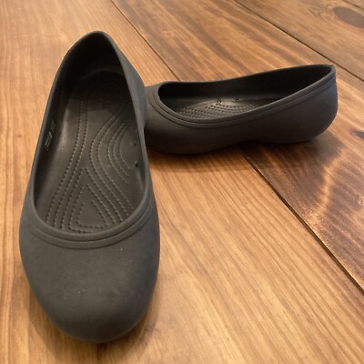 Crocs At Work Womens 8 Slip Resistant Black Ballet Flats (205074) Free Shipping