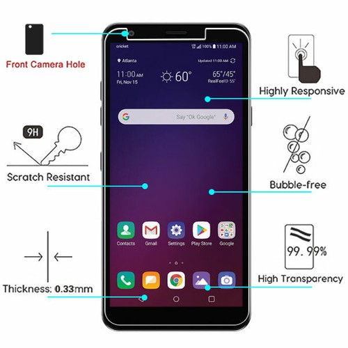 3 x Pieces - Tempered Glass Screen Protector for LG Aristo 4 Plus /Tribute Royal - Picture 5 of 8