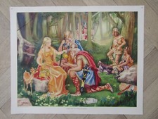 Antique School educational Lithograph Print - Iduna and the apples of youth