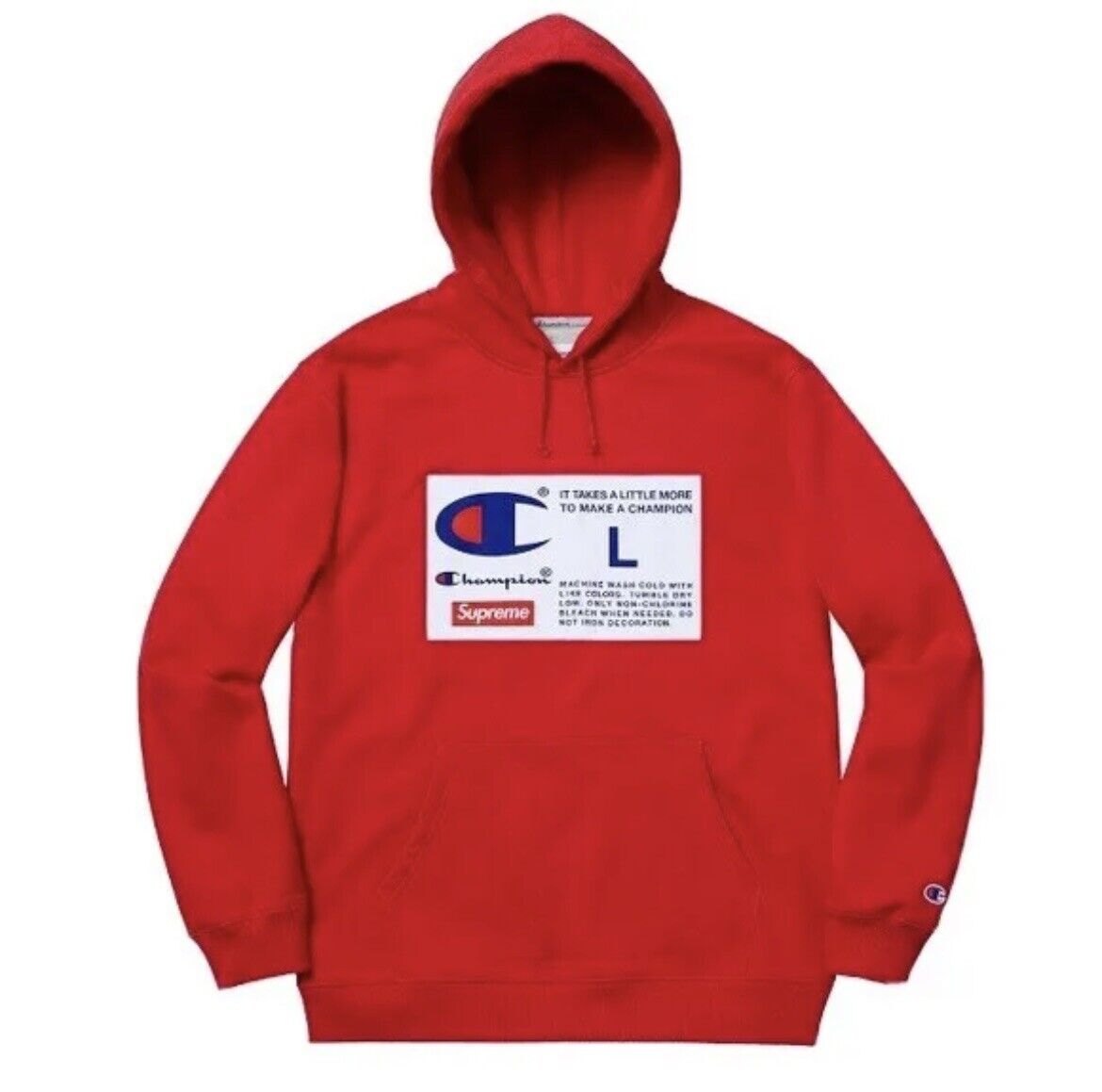 Supreme x Champion Label Hooded Sweatshirt Red Size Large Supreme x Champion Label Hooded Sweatshirt Red Size Large