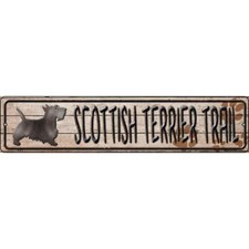 Scottish Terrier Trail 4"x18" metal street sign plaque Home Door Garage Wall