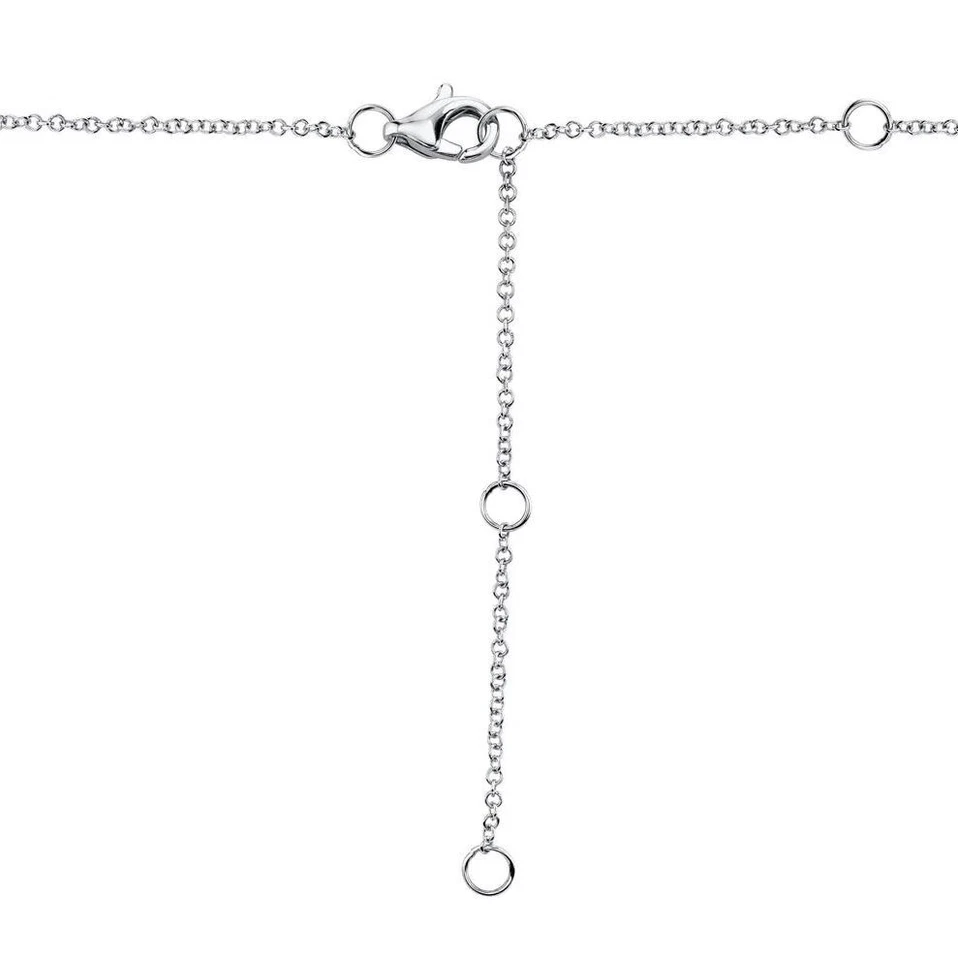 14K White Gold Diamond Lariat Y Drop Necklace Bezel Set Pendant 0.08 CT Natural - Image 2 of 2