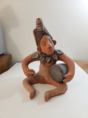 Vintage Mexican Aztec Seated Man Terracotta Priest - Picture 9 of 9