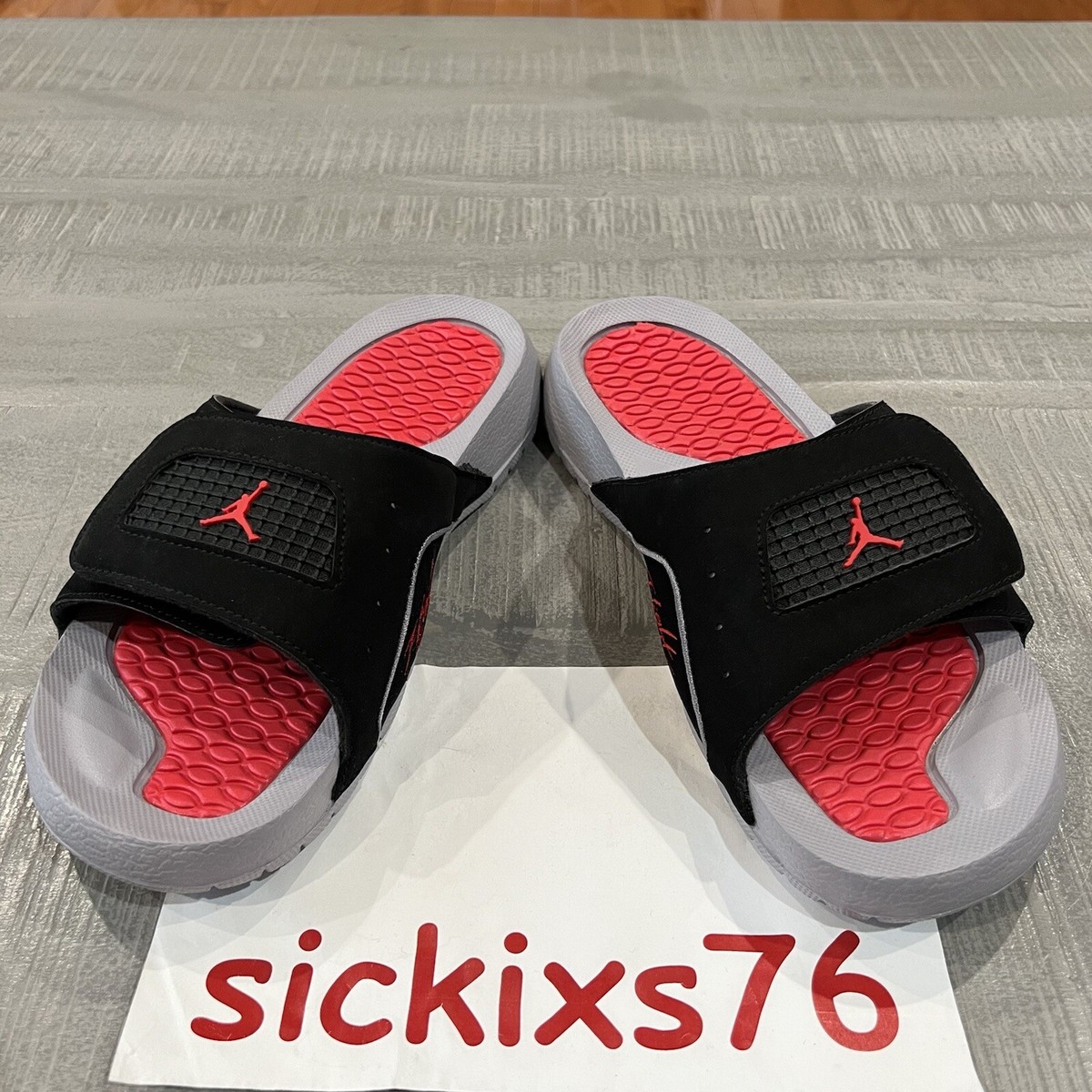 Nike Jordan Hydro 4 Retro Slide (GS) 'Black Cement Grey' Sz