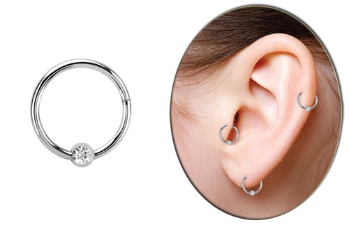 Piercing Lippenbändchen Scharnier Ring BCR 1,2mm Clicker und 4mm Kristall Platte - Bild 3 von 5