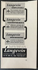 1950 Langevin Manufacturing Amplifiers Transformers Engineering Vintage Print Ad