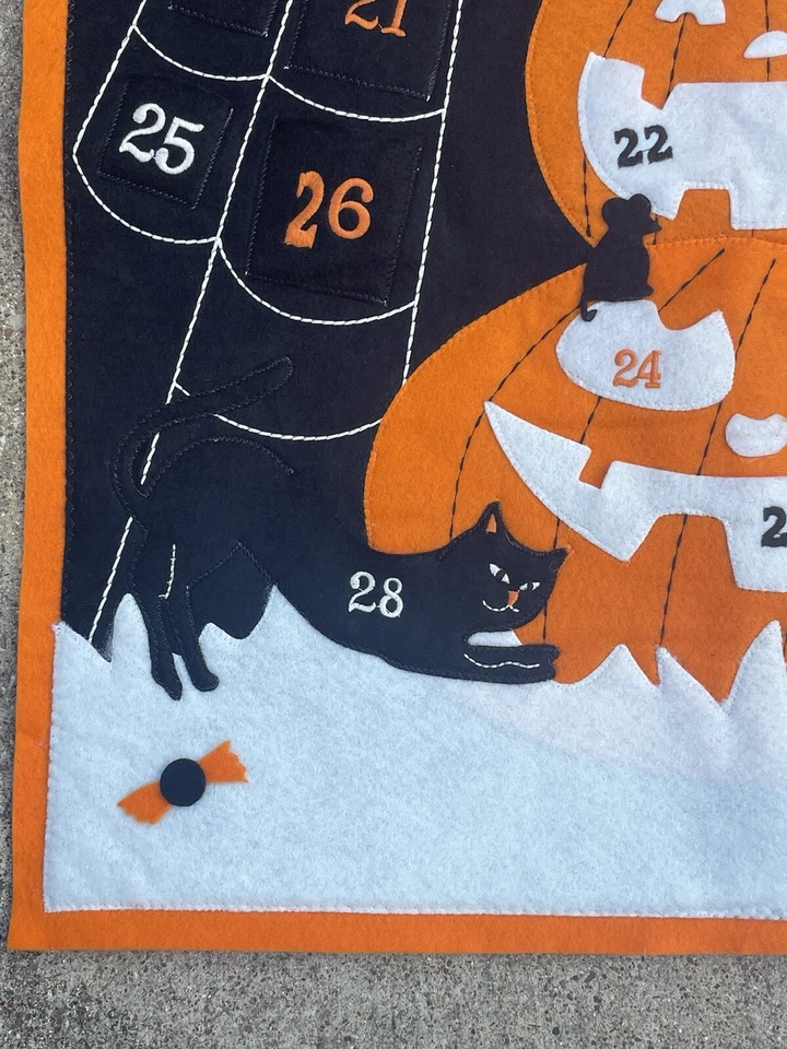 Pottery Barn Kids PBK HALLOWEEN Pumpkins Felt *CALENDAR Wall Spiders Advent - Image 2 of 4