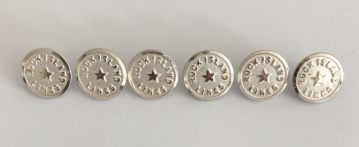 Rock Island Lines Lot of 6 Silver Tone Railroad Uniform Buttons B4