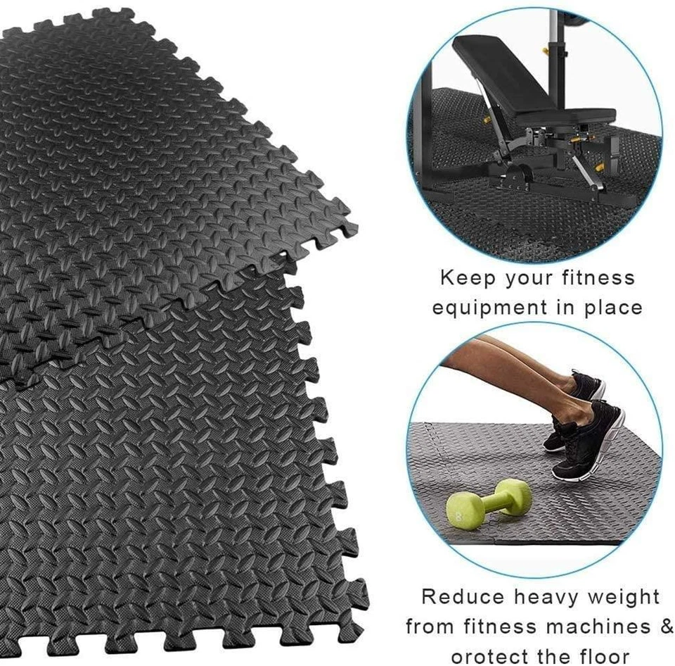 24Pcs Gym Flooring Interlocking Floor Mats EVA Soft Foam Yoga Mat Tiles 60x60cm - Image 3 of 4