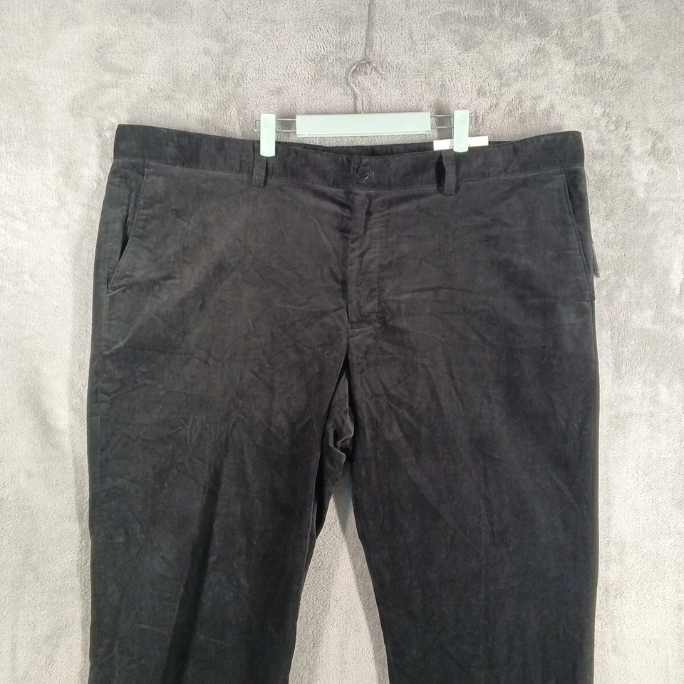 Calça fina masculina nova com etiquetas $89 inc elegante festa veludo biG e alta 50" cintura preta - Imagem 2 de 4