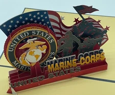 US Marines 3D Pop Up Card Military Father's Day Active Duty Veteran