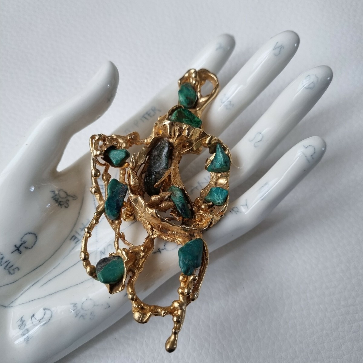 Bijou d’Artiste - Grand Pendentif / Broche - Bronze Doré