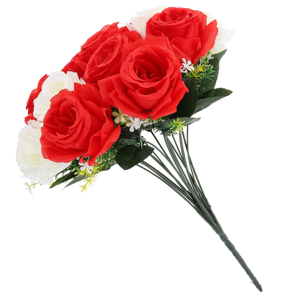 2 Count Silk Flower Bouquets Grave Flowers for Cemetery Fake Roses