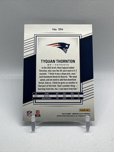 2022 Panini Donruss Elite Tyquan Thornton Rookie Card RC #154 NE Patriots - Picture 2 of 2