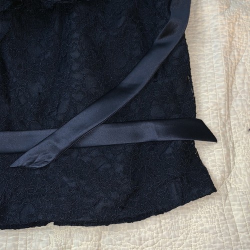 Mori Lee Bridesmaid Dress Womens 12 Black Lace Bridal Gown Satin Sash Wedding - Picture 5 of 12