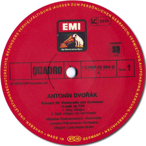 DVORAK & SAINT-SAENS Cello Concertos ROSTROPOVICH GIULINI EMI C065-2964 Quadro - Picture 3 of 3