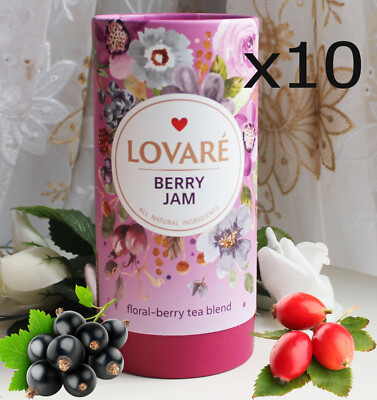 10x80g LOVARE Beerenmarmelade Tee fruchtig-blumig Karkade Kirsch Hagebutte Beere
