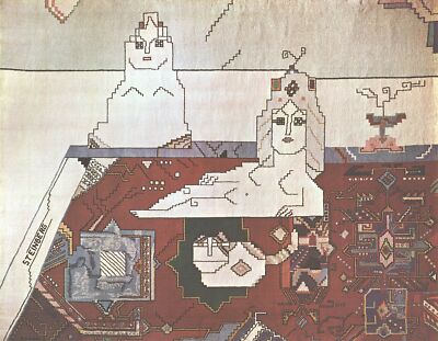 SAUL STEINBERG Persian Rug (no text) 21.5'' x 26'' Poster 1977 Modernism Multicolo