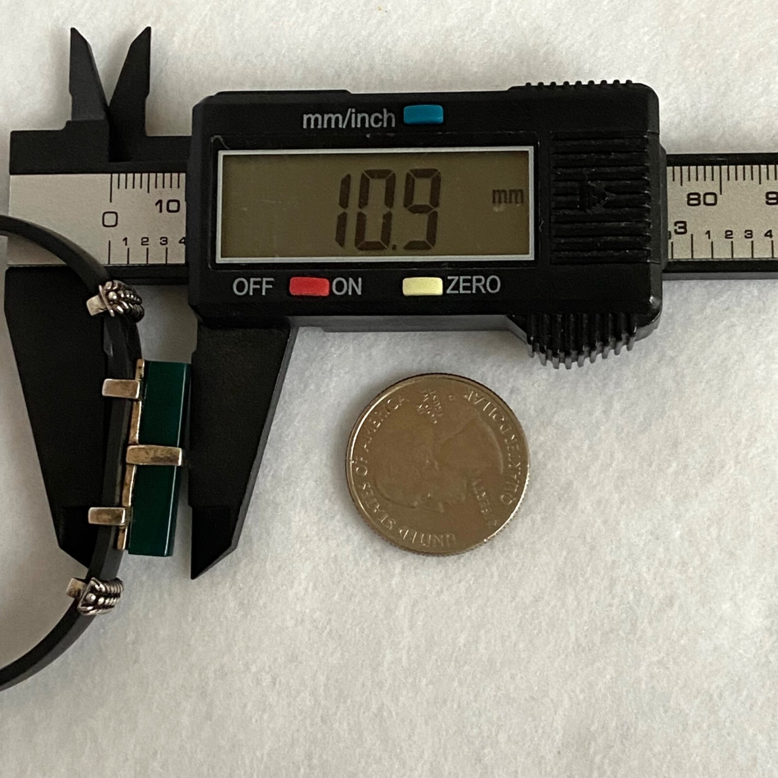 Sterling Silver 925 Rectangular Green Acrylic Bla… - image 16