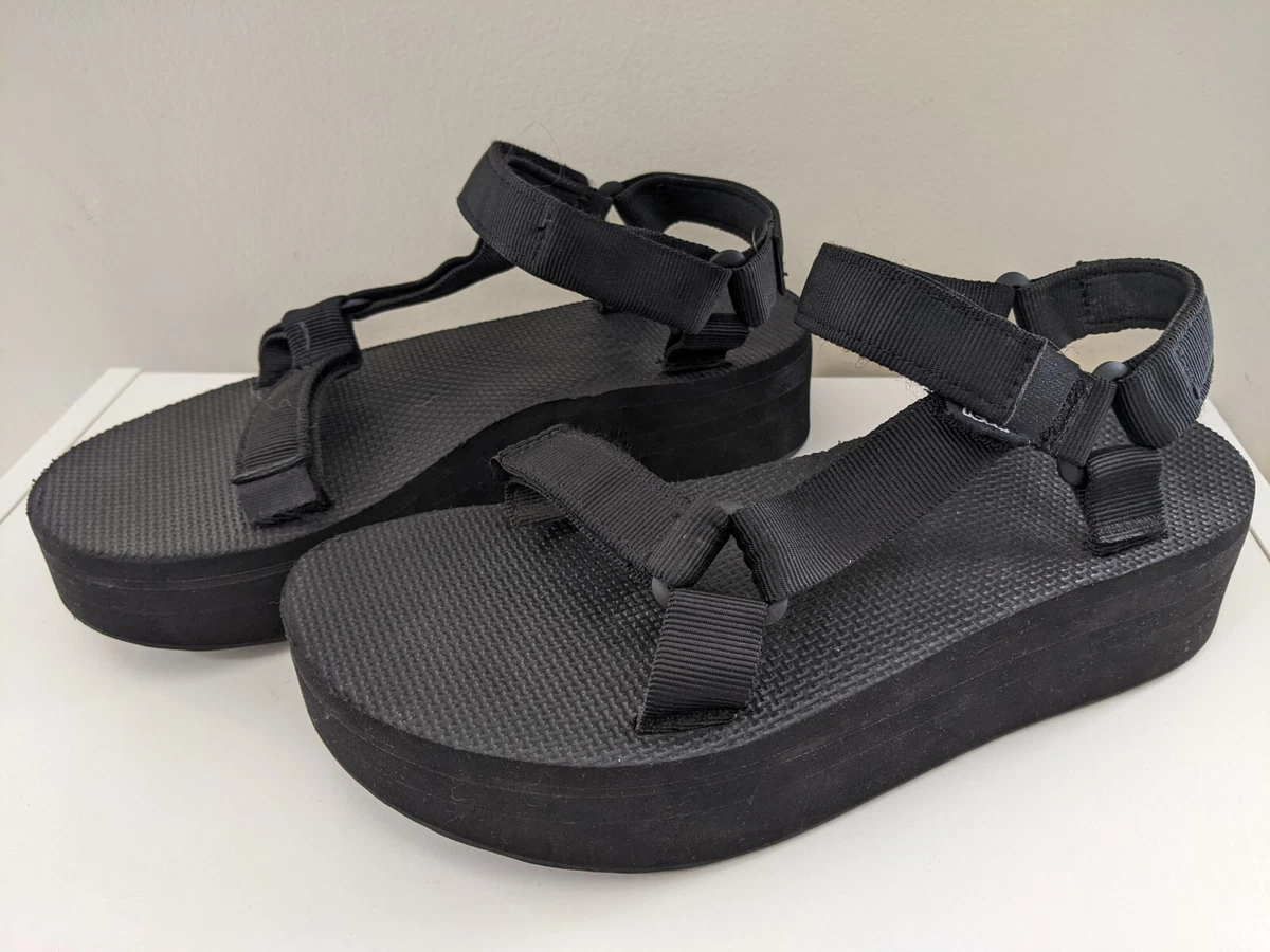 Teva Flatform Universal Black Platform Sandals 1008844 Women s Size 8