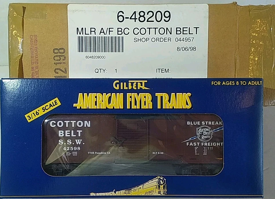 NIB American Flyer B&L 6-48613 Cotton Belt box car TTOS 98, New - Image 2 of 4