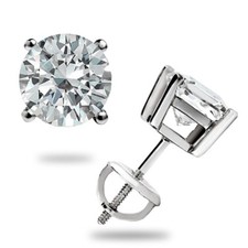1.95Ct Round Moissanite Stud Earrings 14K White Gold Screw Back Gift Certified