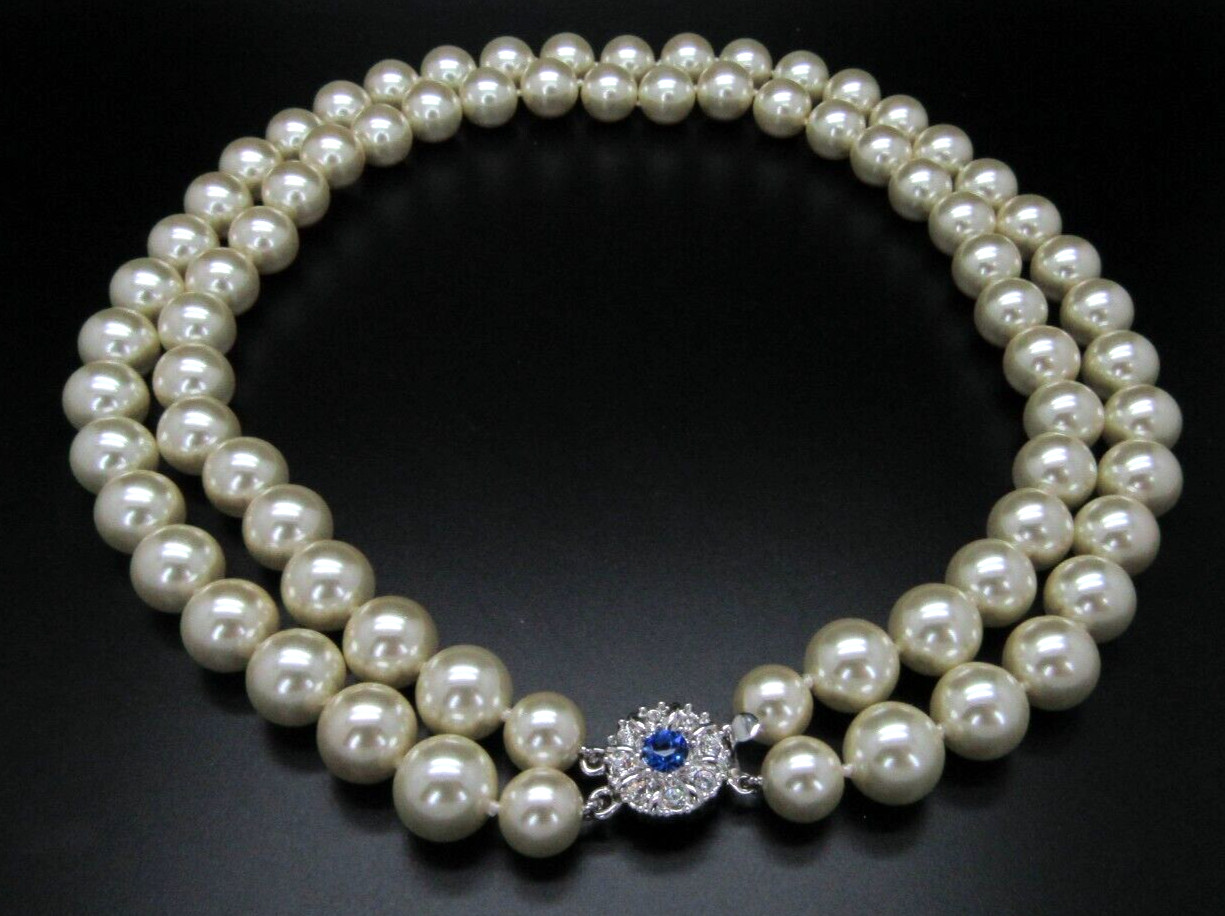 CAMROSE & KROSS JACQULINE KENNEDY JBK LARGE PEARL BLUE CRYSTAL NECKLACE NIB