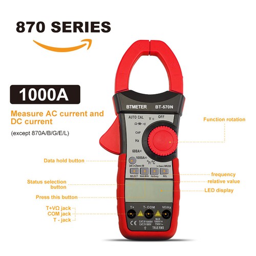 Misuratore Morsetto Digitale Voltmetro Amp Metro Ohmmetro Tester AC/DC Inrush Multimetro - Foto 7 di 8