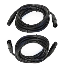 Pair 15ft XLR 3-Pin Male DJ Cable to Female Mic Audio Shielded Extension Cables
