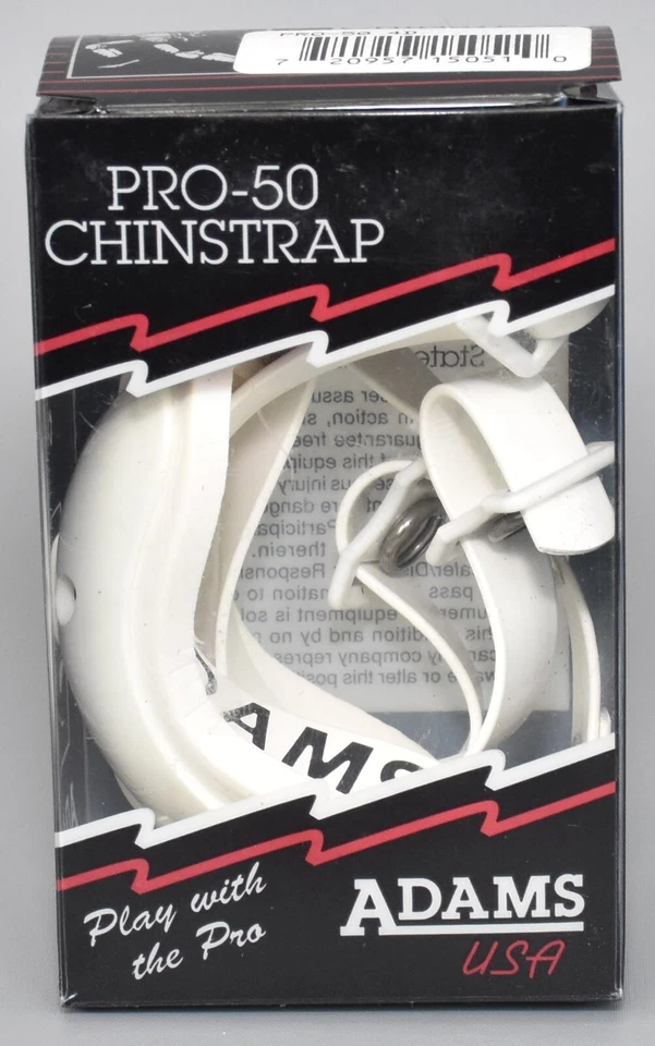 Adams Pro-50 4-Point Hard Cup Football Helmet Chinstrap White NOS Made in USA