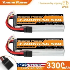 2pcs 14.8V 3300mAh 4S LiPo Battery 50C For RC Tr Helicopter Boat Car Truck FPV