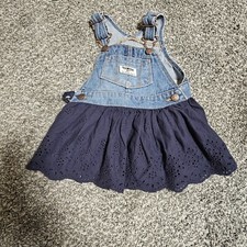 Oshkosh BGosh Dress Tulle Blue Denim Jean Jumper Size 9m Overall